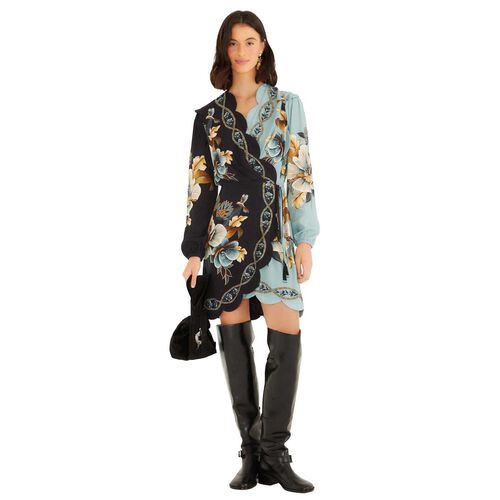 FARM Rio Snake Garden Mix Wrap Wavy Mini Dress